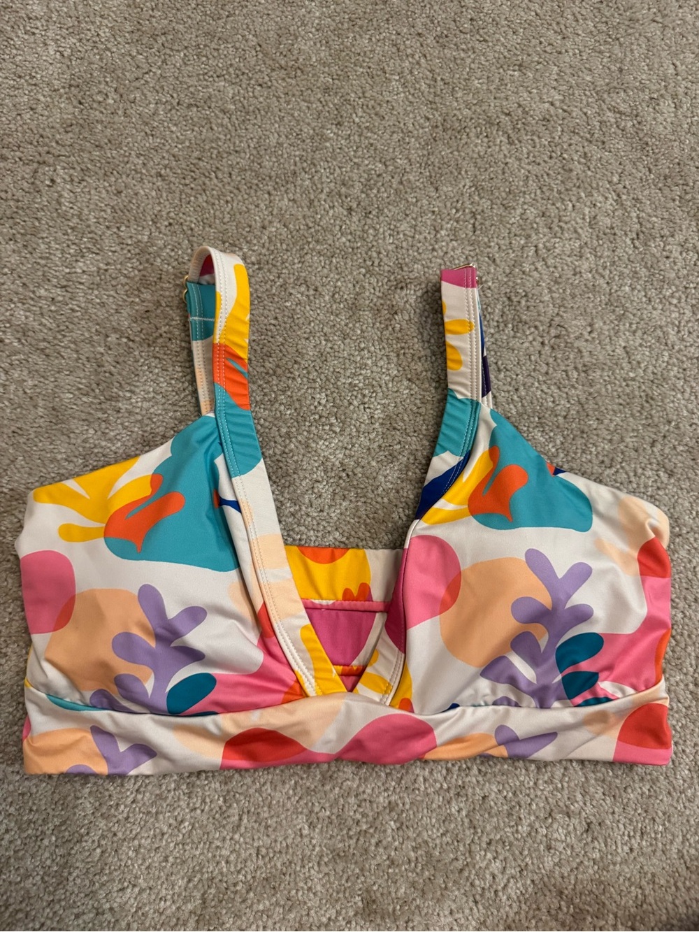 Kitty and Vibe Colorful Abstract Print Bikini Top